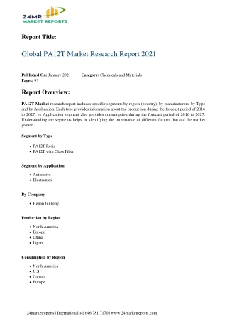 PA12T Market Research Report 2021