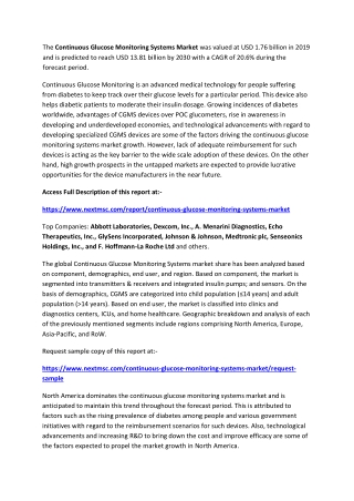 Continuous Glucose Monitoring Systems Market