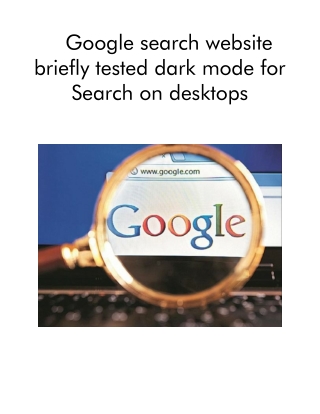 Google Search Website Briefly Tested Dark Mode for Search on Desktops