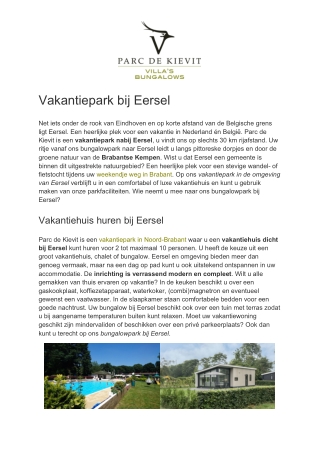 Parc de Kievit - Vakantiehuis Eersel