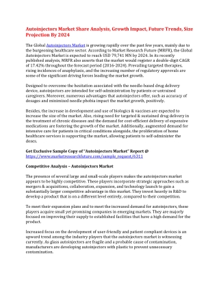 Autoinjectors Market Share Analysis, Growth Impact, Future Trends, Size Projection By 2024