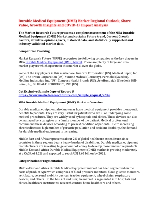 Durable Medical Equipment (DME) Market Regional Outlook, Share Value, Growth Insights and COVID-19 Impact Analysis