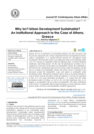 Why isn’t Urban Development Sustainable? An Institutional Approach to the Case of Athens, Greece