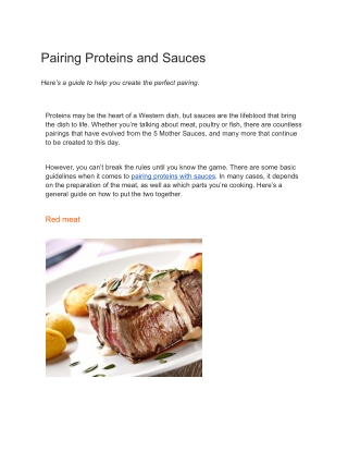 Pairing Proteins and Sauces