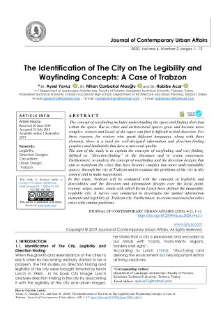 The Identification of The City on The Legibility and Wayfinding Concepts: A Case of Trabzon