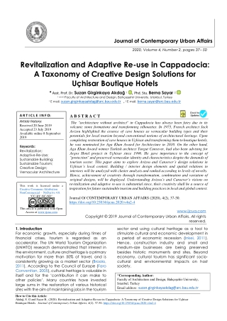 Revitalization and Adaptive Re-use in Cappadocia: A Taxonomy of Creative Design Solutions for Uçhisar Boutique Hotels