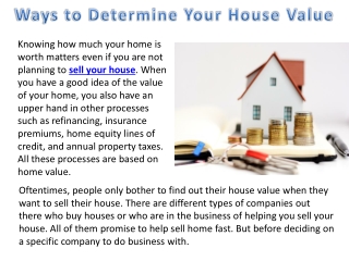 Ways to Determine Your House Value