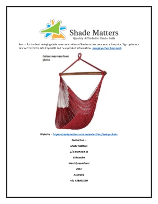 Searching For The Best Swinging Chair Hammock | Shade Matter