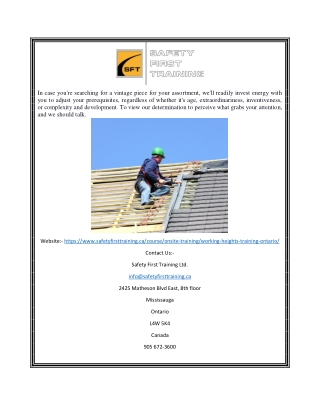 Certified Working at Heights Training Course in Toronto