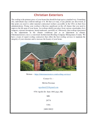 Architectural Roofing Company Montgomery County | Christianexteriors.com