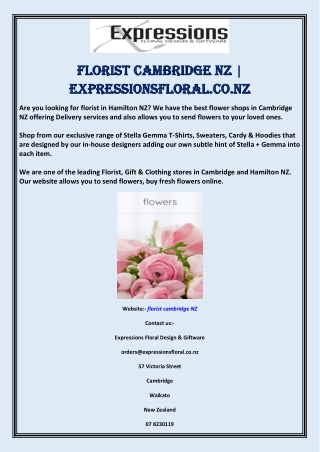 Florist Cambridge NZ | Expressionsfloral.co.nz