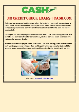 No Credit Check Loans | Cash.com