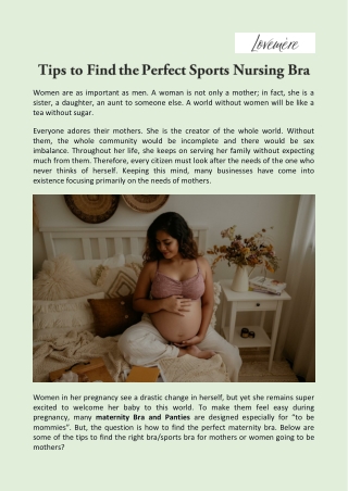 Tips to Find the Perfect Sports Nursing Bra - Lovemere