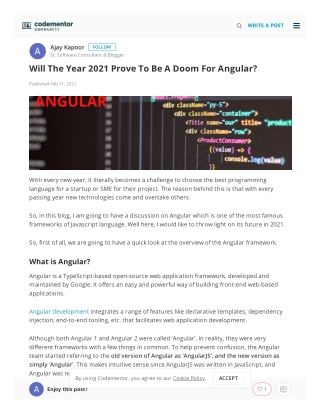 Will The Year 2021 Prove To Be A Doom For Angular?