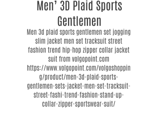 Men’ 3D Plaid Sports Gentlemen