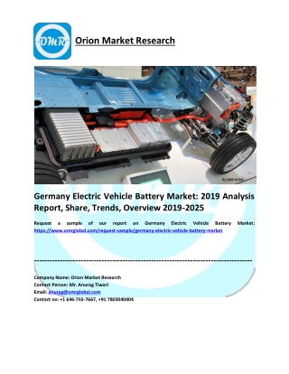 Germany Electric Vehicle Battery Market: 2019 Analysis Report, Share, Trends, Overview 2019-2025