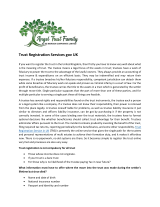 Trust Registration Services gov UK