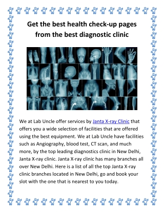 Get the best health checkup pages from the best diagnostic clinic