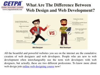 What Are The Difference Between Web Design and Web Development?
