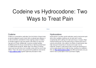 Codeine vs Hydrocodone: Two Ways to Treat Pain