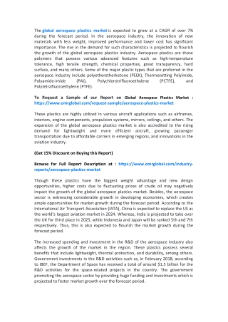 Global Aerospace Plastics Market : 2019 Analysis Report, Share, Trends, Overview 2019-2025