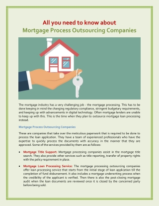 All you need to know about Mortgage Process Outsourcing Companies