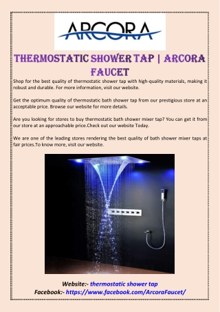 Thermostatic shower tap | Arcora Faucet