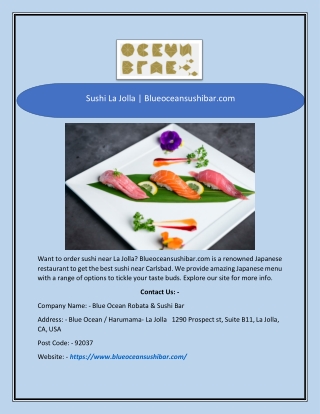 Sushi La Jolla | Blueoceansushibar.com