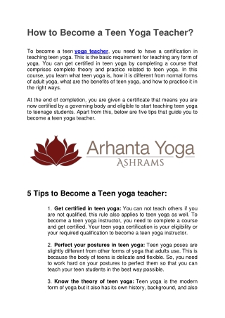 How to Become a Teen Yoga Teacher? 