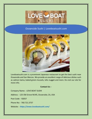 Oceanside Sushi | Loveboatsushi.com