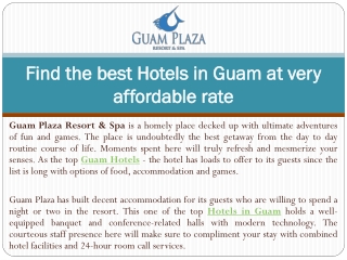 Find the best Hotels in Guam at very affordable rate