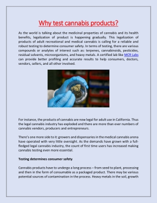 Why test cannabis products?