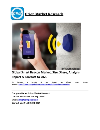 Global Smart Beacon Market Trends, Size, Competitive Analysis and Forecast 2020-2026