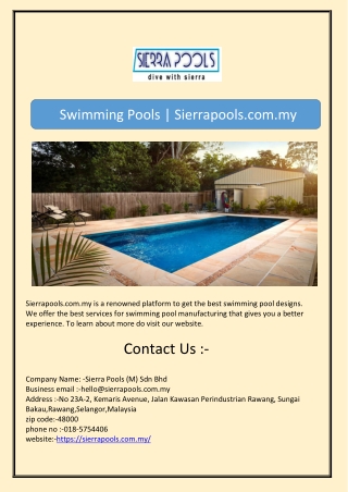 Swimming Pools | Sierrapools.com.my