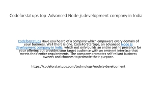 Codeforstatups top  Advanced Node js development company in India