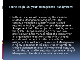 Score High in your Management Assignment