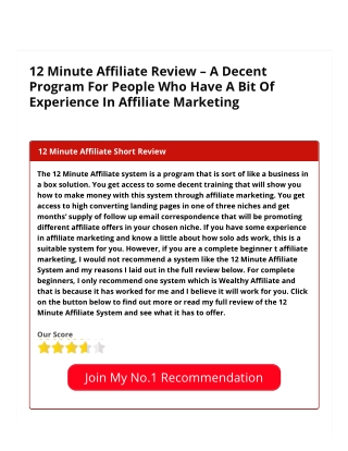 12 minute affiliate review 2021  ---- Make money online Free