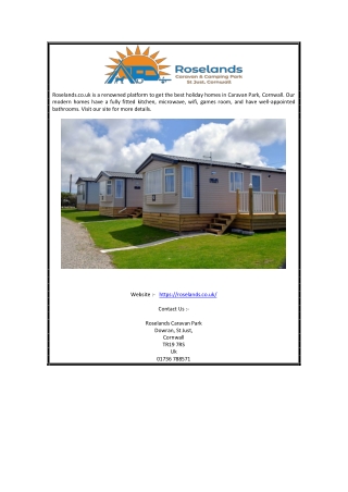 Caravan Park Cornwall | Roselands.co.uk