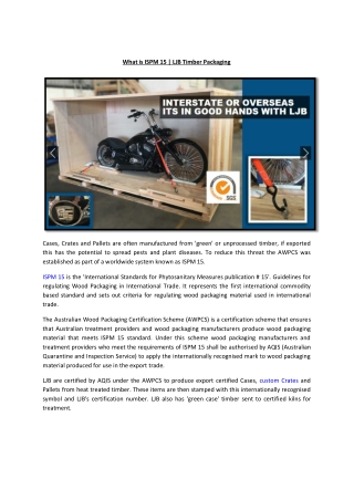 What is ISPM 15 | LJB Timber Packaging