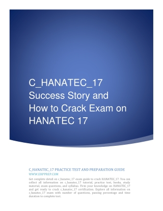 C_HANATEC_17 Success Story and How to Crack Exam on HANATEC 17