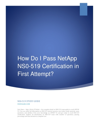 How Do I Pass NetApp NS0-519 Certification in First Attempt?