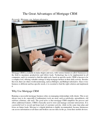 The Great Advantages of Mortgage CRM