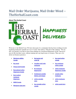 Mail Order Marijuana, Mail Order Weed –TheHerbalCoast.com