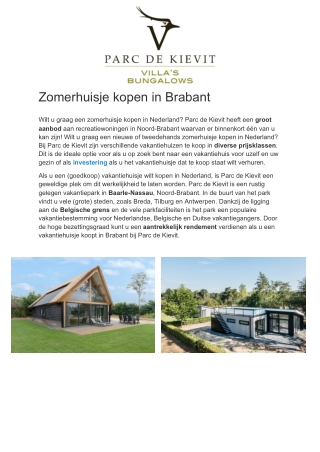 Zomerhuisje kopen in Brabant