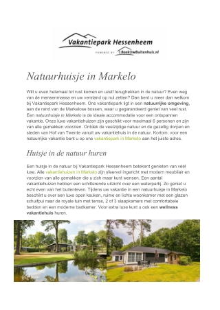 Vakantiepark Hessenheem - Natuurhuisje in Markelo