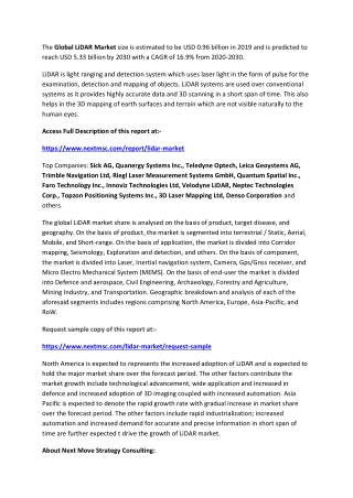 LiDAR Market Demand Latest Technology and Outlook 2021 to 2030