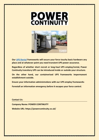 UPS rental | powercontinuity.co.uk