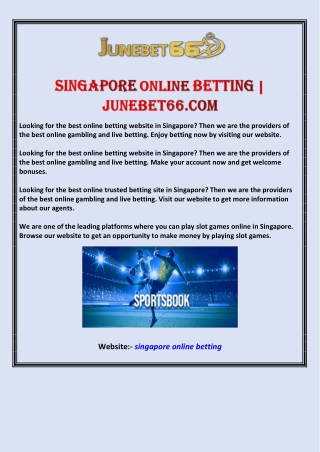 Singapore Online Betting | Junebet66.com