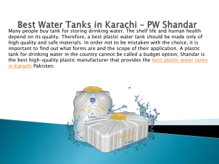 Water Tanks in Karachi