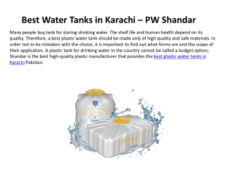 Water Tanks in Karachi